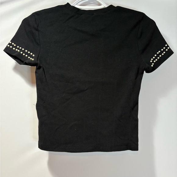 Zara Black Ribbed T-Shirt - Picture 2 of 4